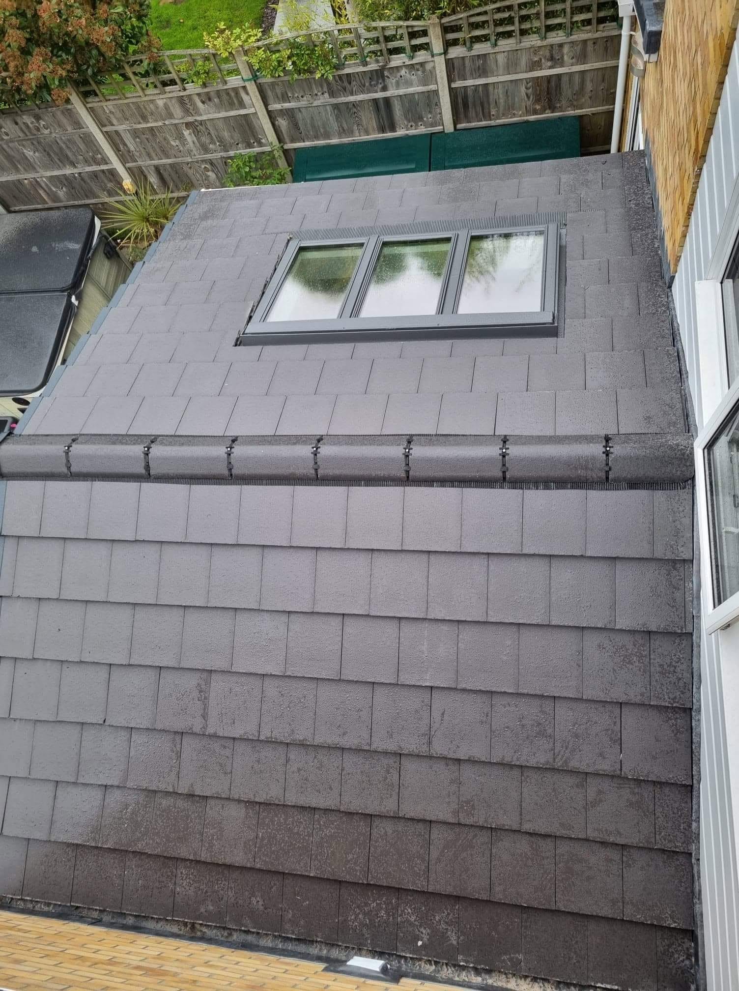 Triple Velux bank and new dry ridge, seen from above
